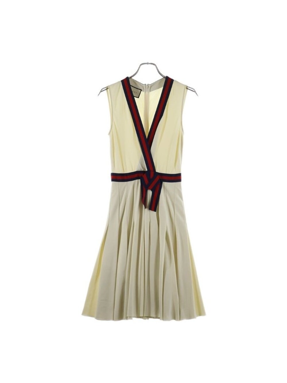 Gucci Sherry Line Sleeveless Ribbon Dress Ivory